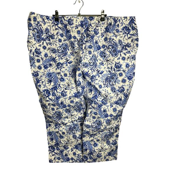 Isaac Mizrahi 24/7 Ankle Length Printed Pants- Blue Floral, PLUS PETITE 28W - Picture 4 of 9